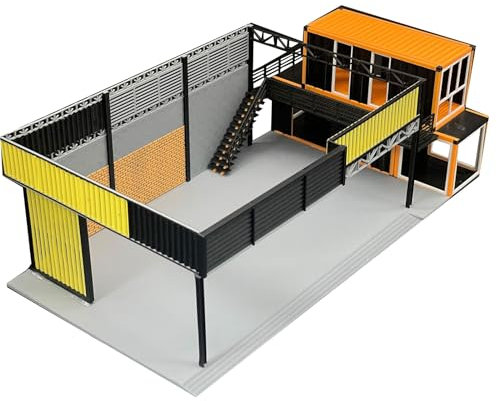 1/64 Auto Repair Shop Model Mini Car Garage Scene Model Creative Car Exhibition Room Diorama (modello auto non incluso) DIY Collecting Hobby Plastic Building Model (prodotto richiede montaggio) (Non