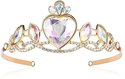hengkaixuan Sparkly Aurora Borealis Strass Tiara Hochzeit Krone Braut Tiaras Prinzessin Tiara für Frauen Mädchen Kinder Geburtstag Party Haarschmuck Acryl Krone Kristall Tiara Kopfschmuck