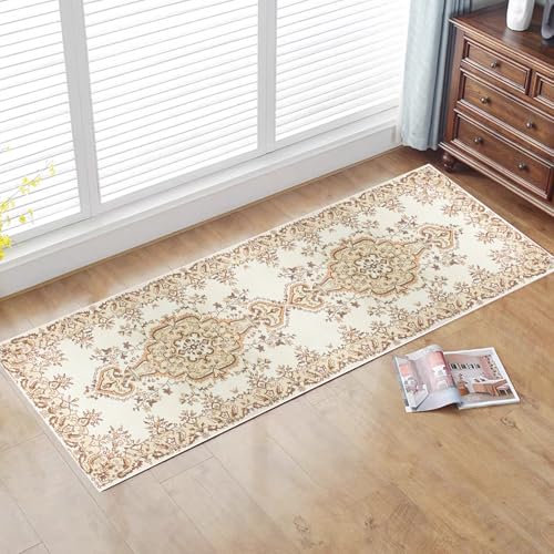 CXTAI Vintage Boho 60x180cm (2x6ft) Long Carpet Runners for Hallways Kitchen Laundry Entryway Non-Slip Machine Washable - Yellow/Beige Style
