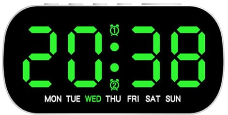 Qikam Sveglia da comodino, Sveglia elettronica,Orologio da tavolo digitale LED 12/24H | Orologio da tavolo elettronico portatile, sveglia domestica per la cameretta dei bambini