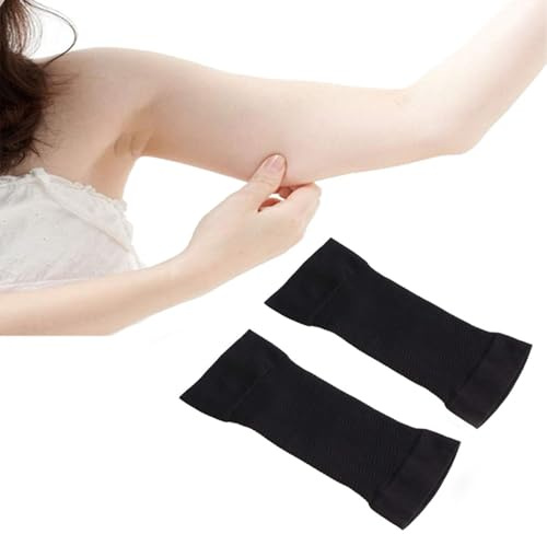 Zittop 1 par de mangas de brazo adelgazantes elásticas de compresión para mujer, color negro, Negro -, 25cm/ 10 inch