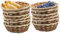 12pcs Hamper Basket,17cm Stackable Woven Bread Basket,Round Small Bamboo Food Baskets for Fruit Vegetables Snacks,Bread Storage Baskets for Kitchen,Table,Restaurant,Picnic,Gifts Display Decor
