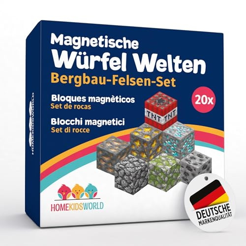 Home Kids World Costruzioni Magnetiche - Set Aggiuntivo Tema Roccia e Miniera - 20 Blocchi Magnetici, Testati in Laboratorio, Design Flessibile per Bambini