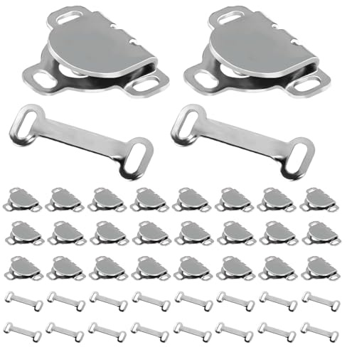 30 Sets Sewing Hooks and Eyes Closures, Copper Trouser Fasteners Hook and Bar Fastenings Practical Latch Sewing Pants Clips Snaps Clasp for Waist Clothes Clothing Skirts Bra