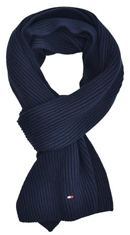Tommy Hilfiger Strickschal Schal Cotton Cashmere Scarf Blau Space Blue
