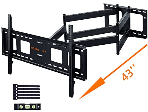 WHYFONE 1080mm Langer Arm TV Wandhalterung Vollbewegung, 50-100'', 75kg | Fernsehhalterung Wand Schwenkbar 50 65 85 100 Zoll Fernseher, Vollbewegliche TV Halter Max VESA 800x600mm