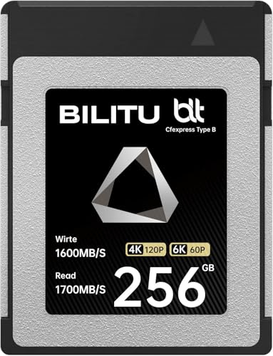 CFexpress B-Type Carte mémoire 256 Go avec vitesse de lecture jusqu'à 1700 Mo/s et vitesse d'écriture 1600 Mo/s Compatible avec les appareils photo Nikon Canon, convient pour l'enregistrement vidéo 4K