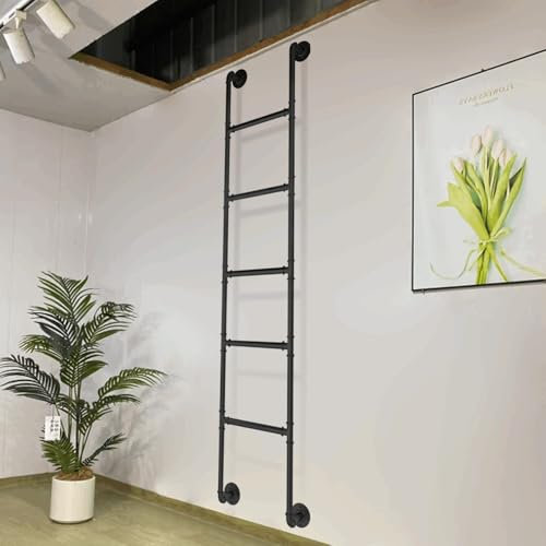 AYVADA Metall-Notausstiegsleiter für Fensterschacht, 1,22 m, 1,52 m, 2,13 m, 2,33 m, 3,74 m, 4,54 m, robuste, wandmontierte Dachbodenleiter für Etagenbetten, Kletterleiter für drinnen und draußen,
