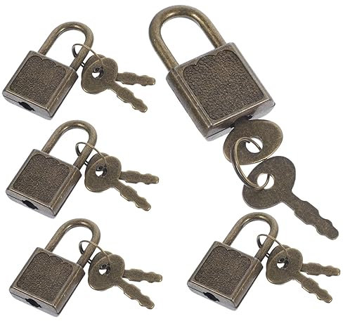 SKISUNO 5sets Small Lock Toy Accessories Padlock Key for Treasure Box Jewelry Box Locks Keys Supplies Funny Chest for Boy Girl's Games