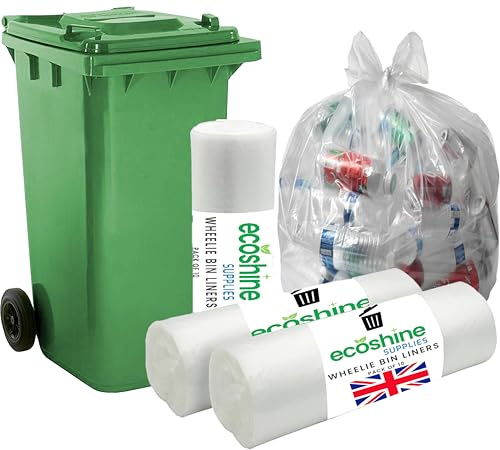 Strong Clear Wheelie Bin Liners Heavy Duty Rubbish Sacks for Big Refuse Bins 240 Litre Refuse Sacks Heavy Duty (20)