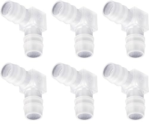 LfrXtra Heimwerker, 12 mm Schlauchverbindungen, L-Form, 90-Grad-Winkel, gebogen, Wasserrohrverbinder, 2-Wege-Verteiler, Rohr-Schlauchverbindungsadapter, 6 Stück