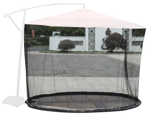 Ombrello da terrazza zanzariera in poliestere – maglia fine resistente, protezione dagli insetti, con cerniera, facile da installare | Rete per ombrellone da 10 a 11 piedi per pranzo all'aperto