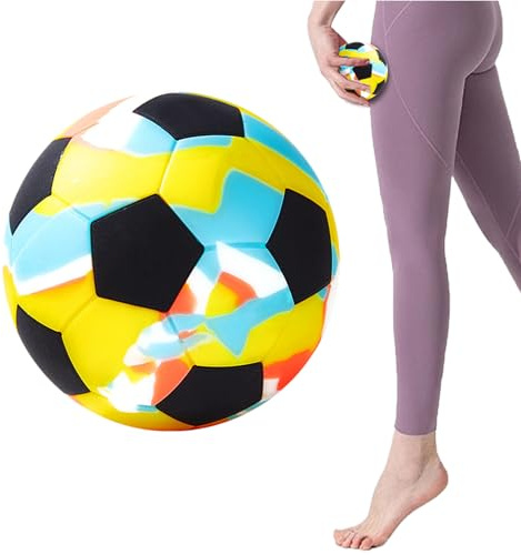 GkgWuxf Palla da massaggio, piccola palla da massaggio, a forma di pallone da calcio | per yoga elastici – Attrezzature sportive antistress per palestra, casa, trasporto &