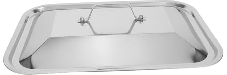 Tapa Inoxidable Bandeja Acero para Rectangular de Horno | Plata, Uso Doméstico y Reuniones Familiares, Prevención de Salpicaduras de Aceite, Asa Cómoda y Limpieza Sencilla