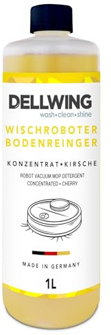 Dellwing Wischroboter Reinigungsmittel, Konzentrat für alle Wisch Robotor 1 l, Bodenreiniger für alle Böden, Kirsch-Duft, Made in Germany | Konzentrat für alle Wisch Roboter, Bodenreiniger für alle Böden, mit Kirsch-Duft, Made in Germany