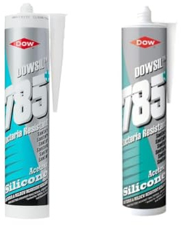 Dowsil 785+ Silicone Sealant Pack, White and Clear, 310ml, 2-Pack, Mould Resistant for Sanitary Applications