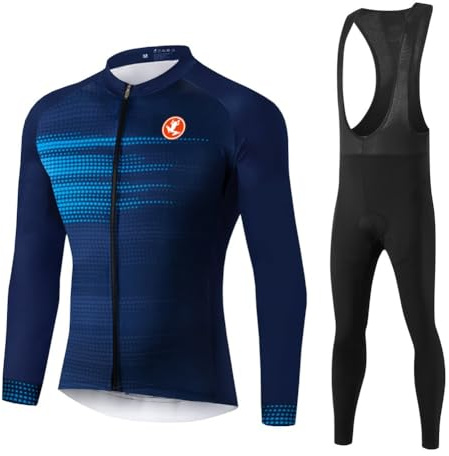 UGLY FROG Completo Ciclismo Uomo, Maglia Ciclismo Maniche Lunghe + Pantaloni Ciclismo Lunghi Sapolette Ciclismo Professionale per MTB Ciclista Bici da Corsa Città