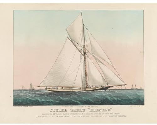 ArtDirect Cutter Yacht 'Thistle' (1887) Unframed Art Print Giclee Poster by Currier & Ives. - Ready for Framing with Customization Sizes 10x8, 14x11, 20x16, 31x24, 46x36 and 60x47 inches