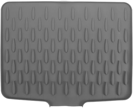 DIYEAH Tapete de Silicona para Escurrir Platos de Cocina Antideslizante Resistente al Calor Gris Tamaño 40X325 CM Alfombrilla de Drenaje para Fregadero y Encimera Fácil de Limpiar