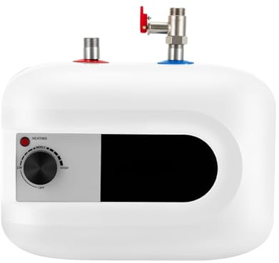 HOARLICN Scaldacqua istantaneo, 1500 W, 220 V, 6 litri, a bassa pressione, mini scaldabagno elettrico, in acciaio inox, con cavo di alimentazione lungo e tubo