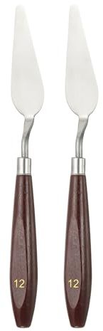 QUARKZMAN 2Pcs Couteau À Spatule Outil De Peinture 2.83 X 0.91 Spatule En Acier Inox Couteaux À Spatule Grattoirs Outils Avec Manche En Hêtre Pour Acrylique Mélange Étendage, Rouge/Argent
