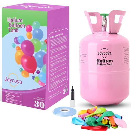 Pink 7L Helium Tank for Balloons at Home Latex Balloons and Ribbons Included of 1 pcs Can Only Fill up to 30 Latex Balloons