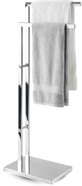 MOHOME Porta Asciugamani Bagno Da Terra Metallo 83,5 x 37 x 20 Cm 2 Bracci Argento Piantana Arredo Piantana Portasciugamani Salvaspazio Appendino 2 Livelli