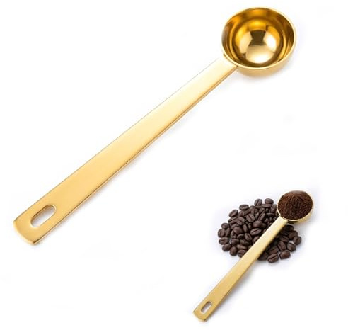 DAQUN 5ml Measuring Spoon, Gold Stainless Steel Coffee Scoop Long Handle for Protein Powder, Kitchen Baking Measuring Tool