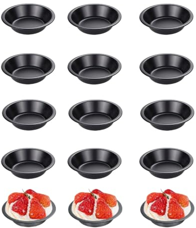 MUKSUET 15 Stück Kleine Pie Form, 11cm Quicheform Mini | 4.3 Zoll Tarteform Schwarz, mit Antihaftbeschichtung, Für Quiche, Obsttorten, Gebäck