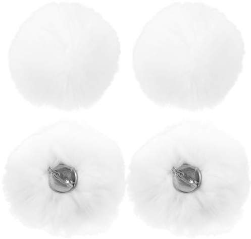 Uonlytech 4 Stück Weiße Pompons Broschen aus Künstlicher Wolle Flauschige Pelzkugeln mit Anstecknadel Realistische Effekt und Langlebig für Selbstgemacht Kleidung und Schmuck Dekoration