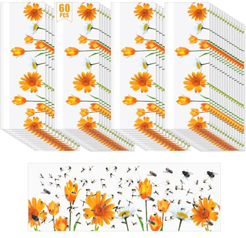 AOOWU Trampas para Moscas de Ventana, 60pcs Atrapa Moscas para Ventanas, Pegatina para Atrapamoscas de Ventana, Trampa de Ventana para Moscas, Apta para Ventanas y Uso en Interiores