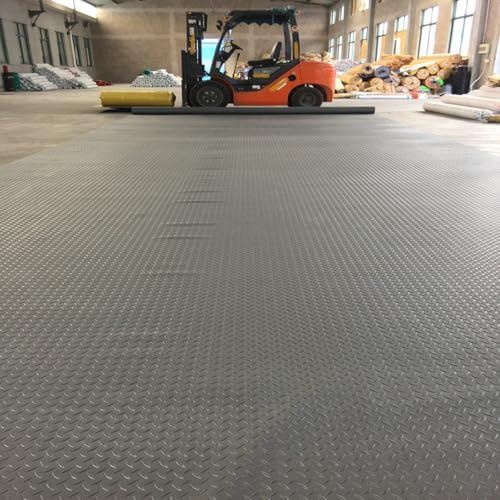 Garagenbodenmatte rutschfest Wasserdicht, Gummimatte Meterware, Noppenmatte mit Rautenmuster, Gummibodenbelag für Werkstatt Pool Anhänger und Gym(Grey 1.5mm,W 0.8 x L 1 M)