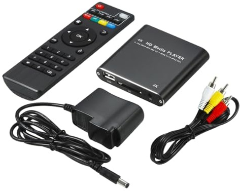 Jnchdghwa HD-Videoplayer 4K Mini-Streaming-Mediaplayer mit Hoher Auflösung für HD-Multimedia-Schnittstelle AV USB-Speicherkarten