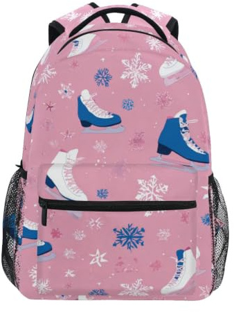 Kcldeci Sac à dos pour enfants pour garçons et filles, sacs à dos d'école primaire, patins à glace et flocons de neige, sacs à dos pour garçons, S-M, Patins à glace et flocons de neige, M, Sac à dos