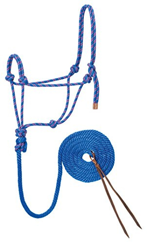 Weaver Leather Diamond Braid Reflective Rope Halter & Lead,Reflective/Blue/Gray
