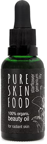 Bio Gesichtsöl für strahlende Haut von PURE SKIN FOOD | zu 100% bio-zertifizierte Inhaltsstoffe, vegan & tierversuchsfrei | 30 ml