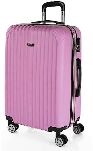 ITACA - Valigia Da Stiva Rigida Valigia Espandibile - Trolley Grande Con Ruote, Valigia 23kg Per Viaggi, Trolley Da Stiva Resistente. Lucchetto a Combinazione, Rosa