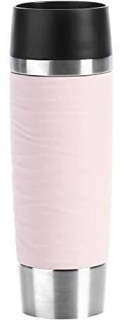Emsa Travel Mug Waves Grande Isolierbecher N20120 | 0,5 L | bis zu 6h heiß und 12h kalt | 100% dichter Thermobecher | 360°-Trinköffnung | Quick-Press-Verschluss | Puderrosa