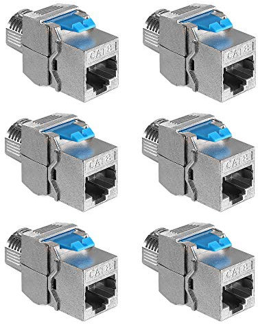 kwmobile Connettore Cavo di Rete CAT8 - Set 6X Moduli Keystone Jack RJ45 Prolunga Cavo Ethernet LAN - Modulo Schermato Accoppiatore Cat 8-40 Gbit/s