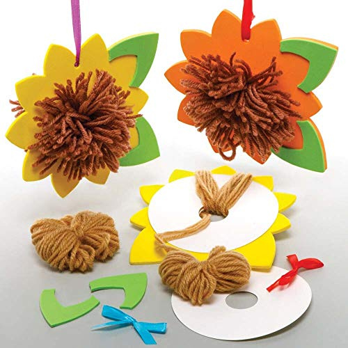 Baker Ross Bommel-Set, Sonnenblumen-Bastelset FE194, 3 Stück, für Kinder, zum Selbermachen