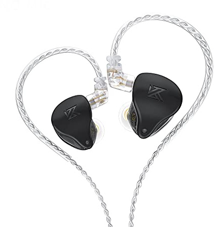 Linsoul KZ AST - 24 auricolari in-ear IEM ad armatura bilanciata con cavo staccabile a 2 pin da 0,75 mm, per musicisti e audiofili (senza microfono, nero)