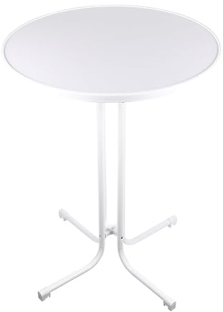 goodsforbusiness Stehtisch Partytisch runde weiße Platte 80x107cm | Eventtisch Bartisch Biergartentisch weiß, Holzwerkstoff beschichtet, klappbares Metallgestell, für Innen und Außen