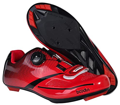 WUHX Rennrad Fahrradschuhe Indoor Herren und Damen Fahrradschuhe Kompatible SPD Stollen Reitschuh Outdoor Mountain Fahrradschuhe,Red2-39