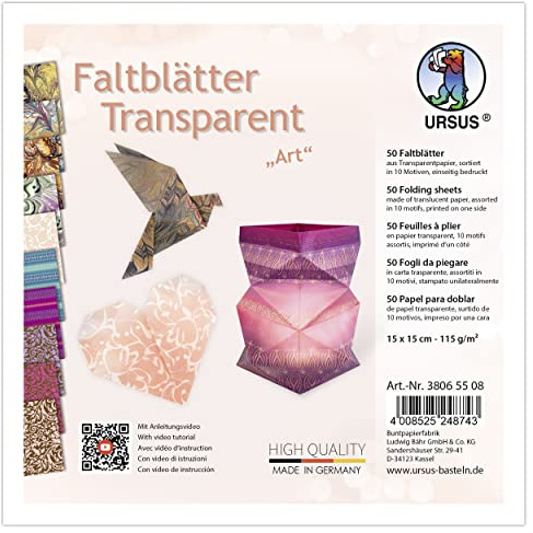 Ursus 38065508 - Faltblätter Art 115 g/m², 50 Faltblätter 15 x 15 cm, einseitig bedruckt