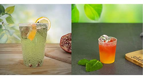 30x Cocktail Becher 0,3 L transparent aus PP 6-eckig & 50x Schnapsglas 2cl / 4cl mit Eichstrich - bruchsichere Mehrwegbecher wiederverwendbar Schnaps Becher Hartplastik Shotglas aus PP Plastik