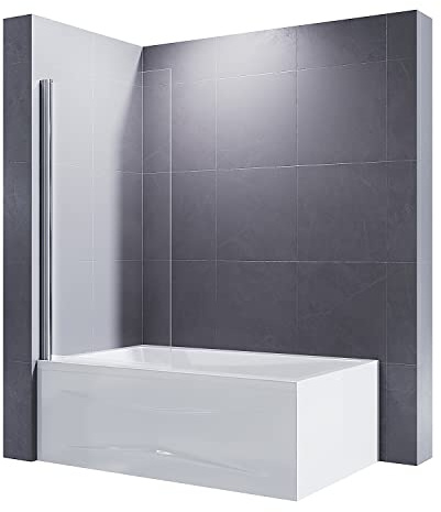 ELEGANT 800mm Over Bath Shower Screen Door Pivot 5mm Safety Clear Glass Panel Bathroom Bath Screens