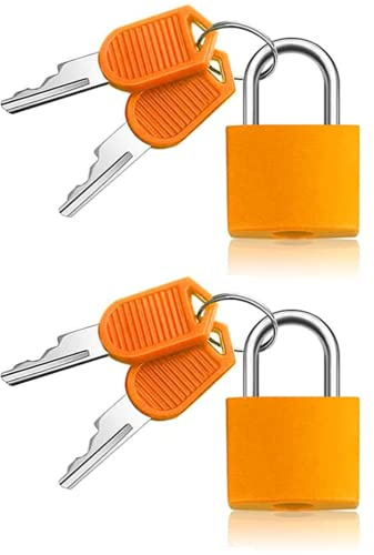 2 Pcs Luggage Locks Suitcase Padlocks Suitcase Locks with Keys, Brass Mini | Durable Brass Body, Rust-Resistant, Lightweight, Ideal for Gym Lockers, Backpacks, Jewellery Boxes, and Holiday Travel Cases