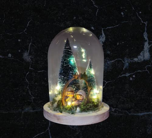 Mc Composizioni Campana in Vetro con Statuetta Natività Complemento d'arredo casa ufficio albero di natale