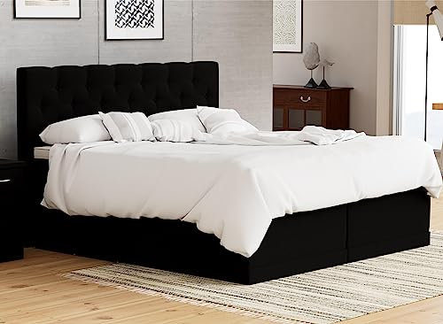 AUKONA Boxspringbett Helena 180x200, Schwarz H3, 7 Zonen Taschenfederkern-Matratze, H2 H3 H4, Komfortschaum-Topper, Lieferung und Aufbau kostenlos