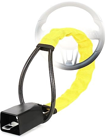 Shkalacar Antirrobo Volante Coche Universal, Bloqueo de Volante con 3 Llaves, Seguridad Coche Antirrobo para Coche, SUV, Furgoneta, Carrito de Golf, Camión, Rojo/Amarillo/Negro